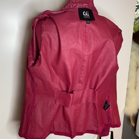 Carlos Falchi Sz M Raspberry Pink Suede Jacket Coat - Picture 10 of 14